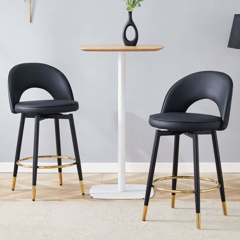 Modern Upholstered 360° Rotatable Bar Chair With Metal Legs For Dining Room (Set of 2)