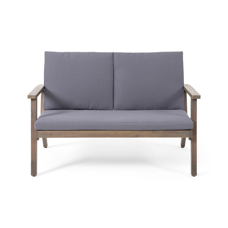 Avacyn - Outdoor Loveseat And Coffee Table Set With Cushions - Dark Gray