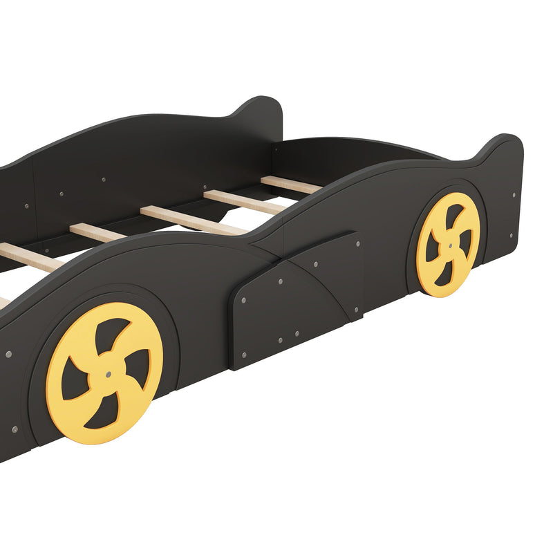 Race Car Shaped Platform Bed With Wheels And Storage