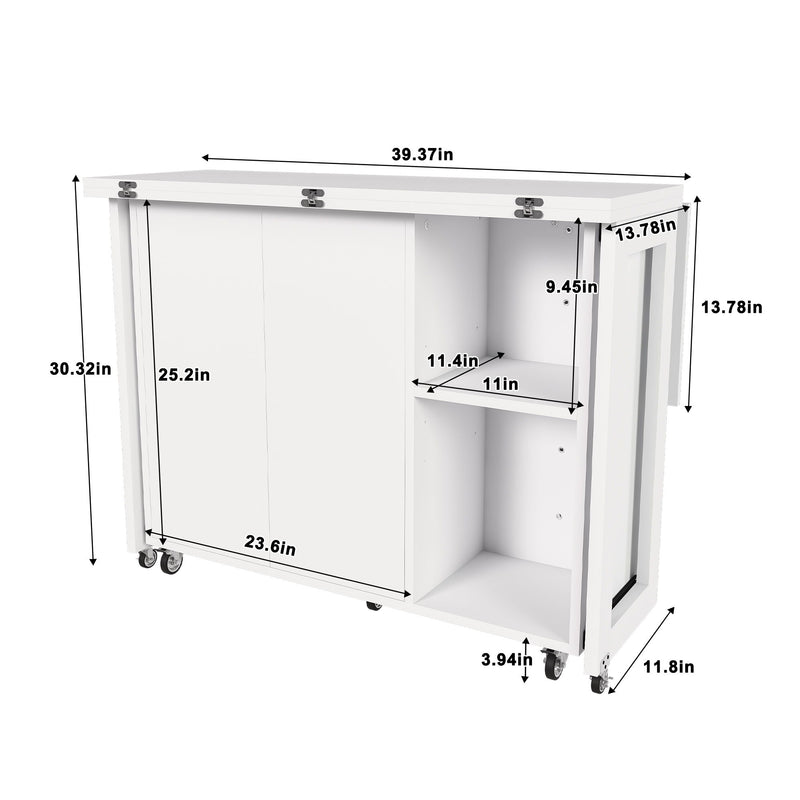 3 In 1 Foldable Side Table With 4 Storage Shelves