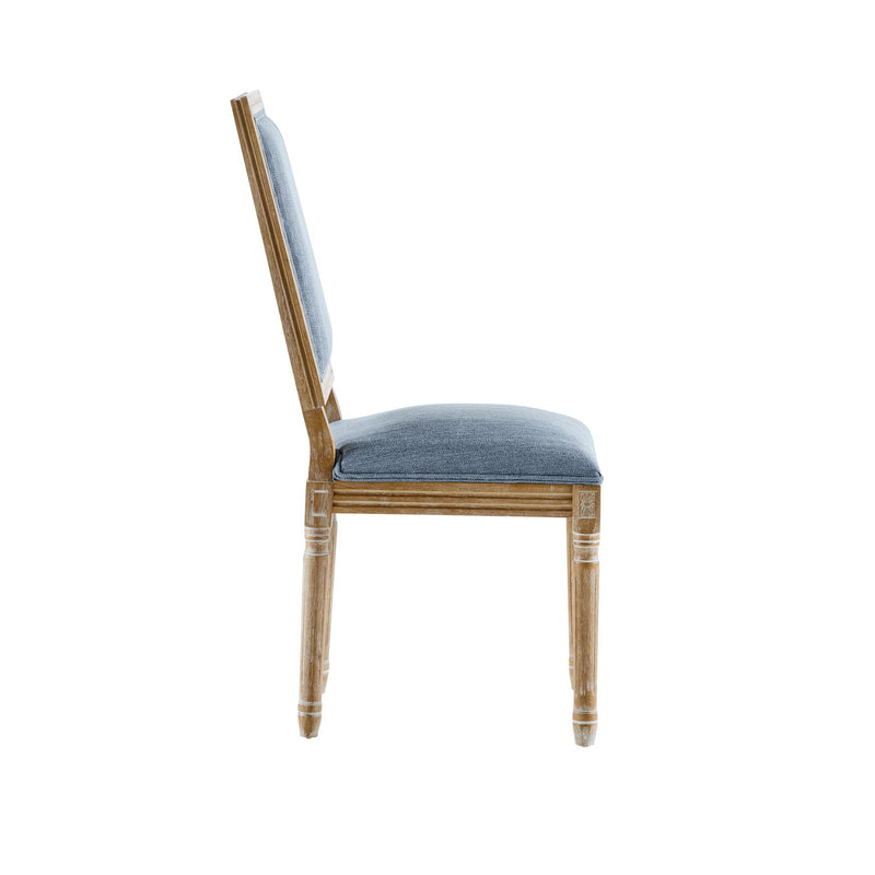 French Country Style Dining Chair With Upholstered Seating And Fluted Legs