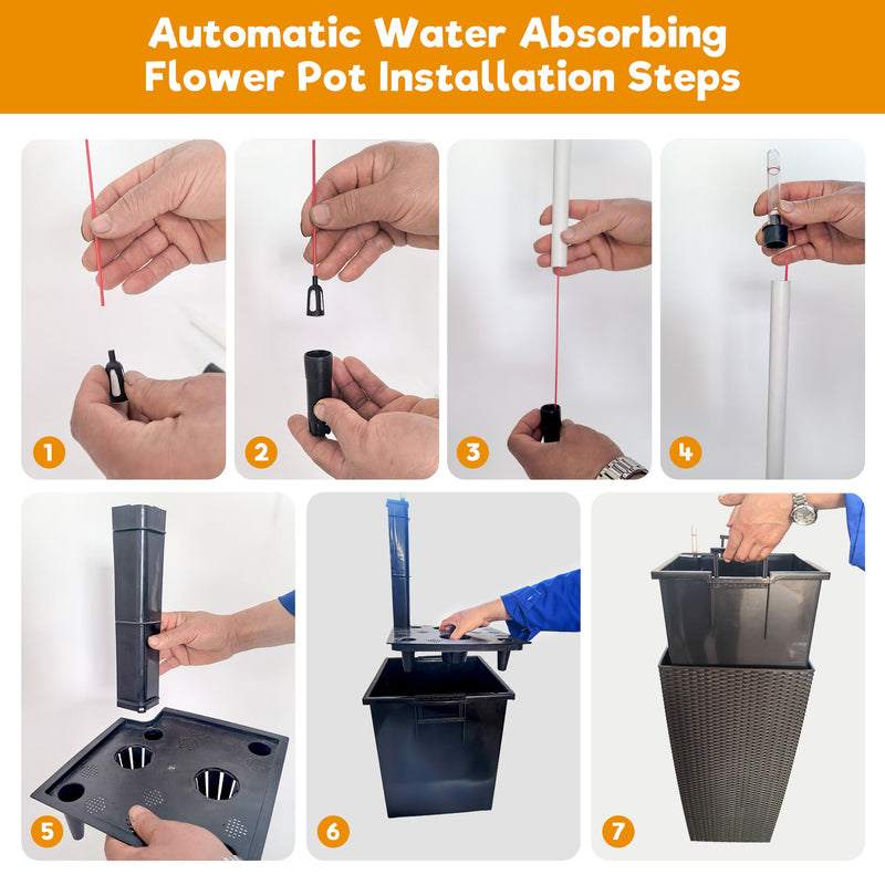 Tall Planters Set With Water Level Monitor And Auto Watering