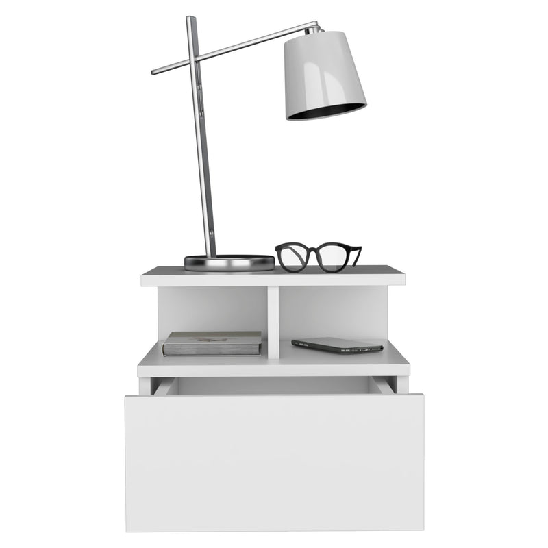 Flopini - Floating Nightstand With 1 Drawer, Compact Size - White
