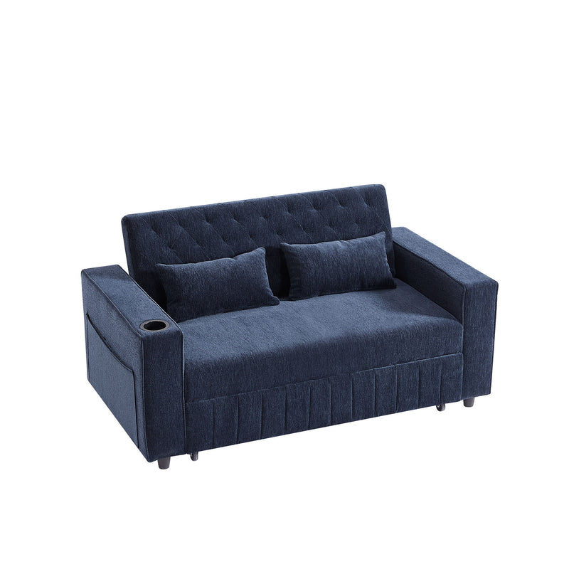 Pull-Out Sofa Bed Convertible Couch With Adjustable Backrest For Living Room