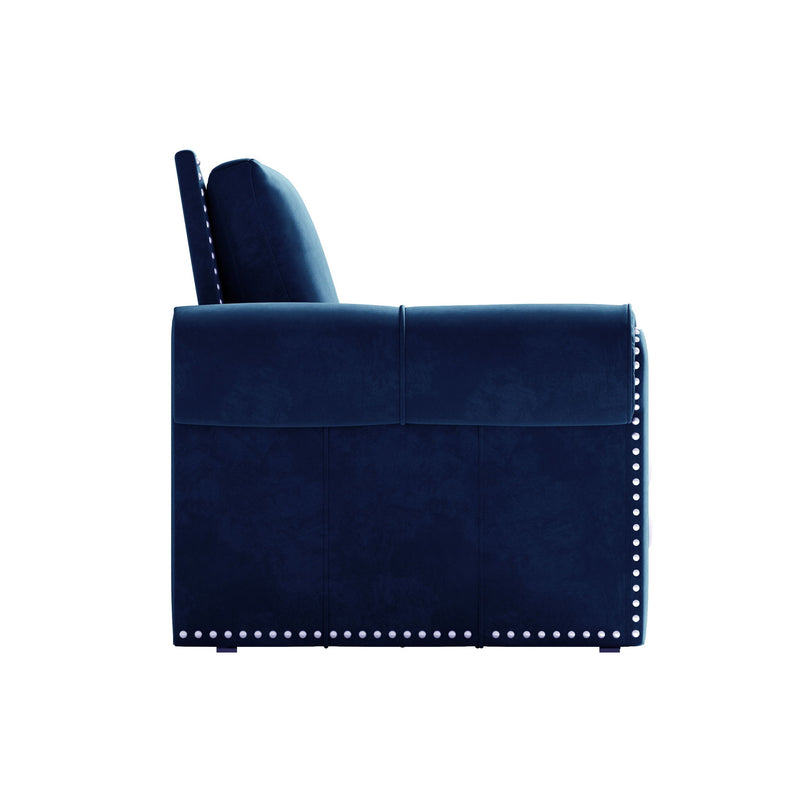 3 In 1 Convertible Sleeper Sofa With Nailhead Trim & Rolled Arm
