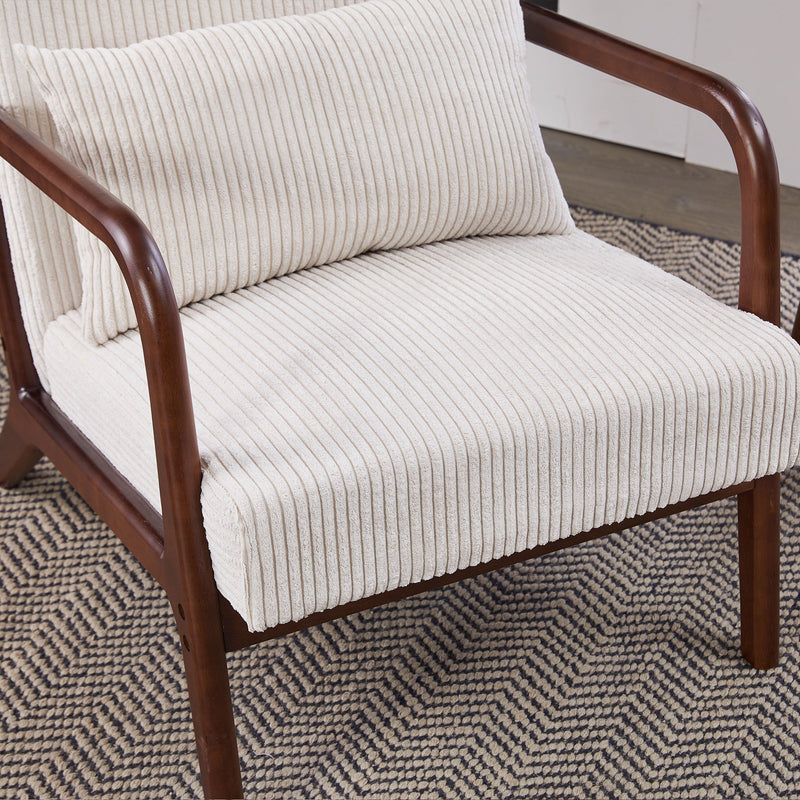 Accent Chair With Pillow And Wood Frame