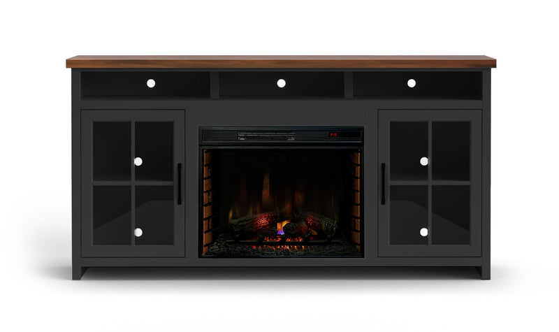 Essex - Fireplace TV Stand Console For TVs Up To 85" - Black / Whiskey