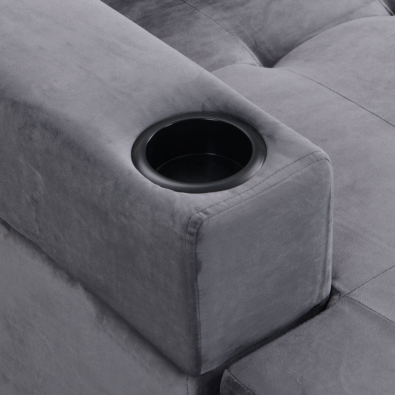 Modern Sectional Sofa Set With L Shape Chaise Lounge And Storage