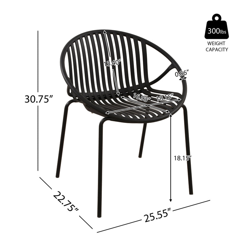 Stackable Outdoor Chairs With Breathable Plastic Backrest (Set of 2)