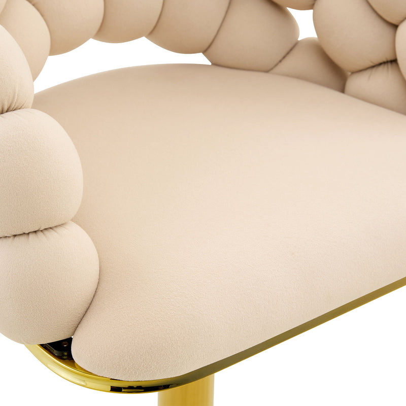 Puffy Bubble Chair, Ball Chain (Set of 2) - Beige / Gold