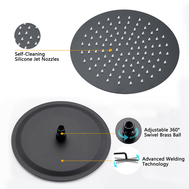 Elegant 10" Round Rain Shower Head And Handheld Set With Adjustable Tilt And Dual Modes