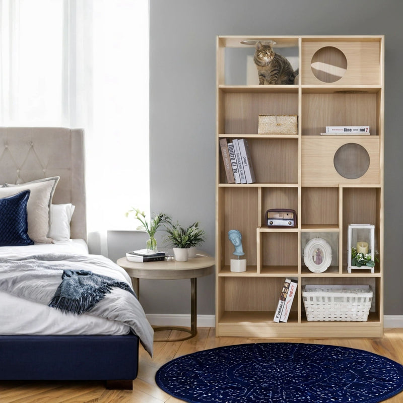 Furniture Style Cat Bookcase Cat Tree Shelves - Natural