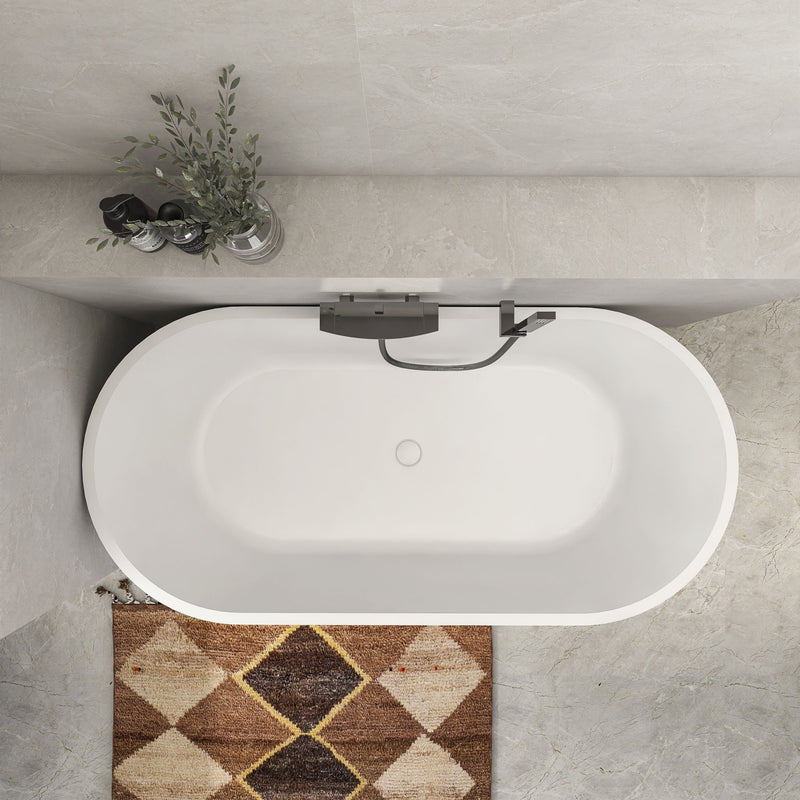 Solid Surface Freestanding Soaking Bathtub & Ergonomic Design