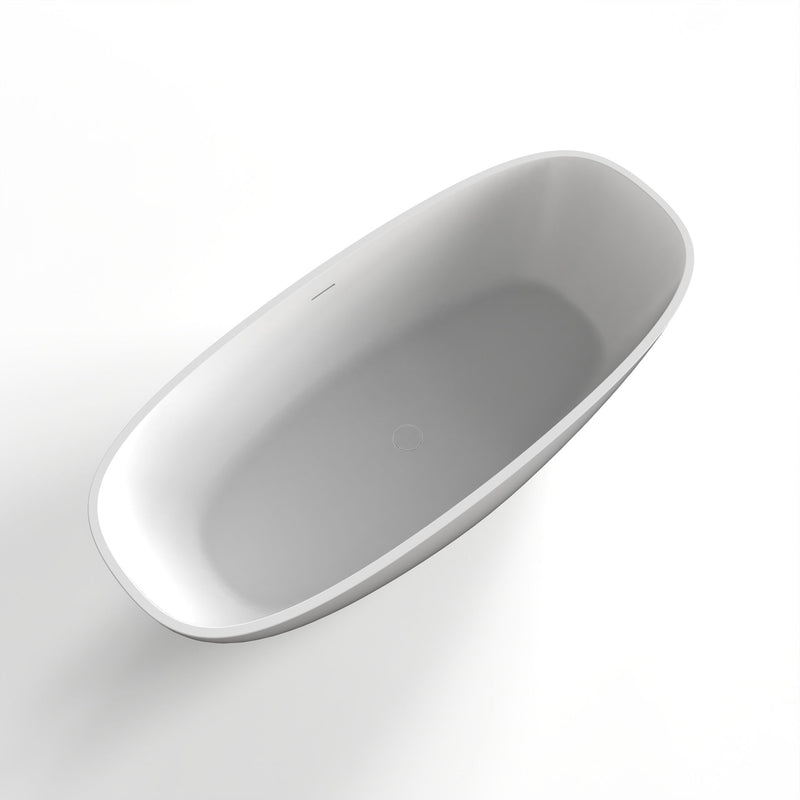 Soaking Bathtub, Freestanding, Solid Surface - Matte White