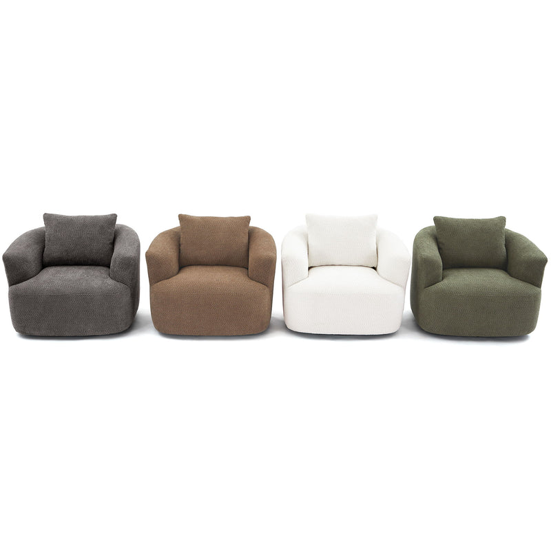 360° Swivel Barrel Sofa Chair With Throw Pillow, Upholstered Accent Chair