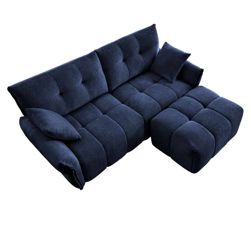 Sofa Set With Ottoman And Pillows, Textured, High Resilience Cushions