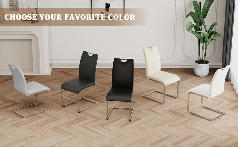Modern Dining Chairs With Padded Seat And Metal Legs