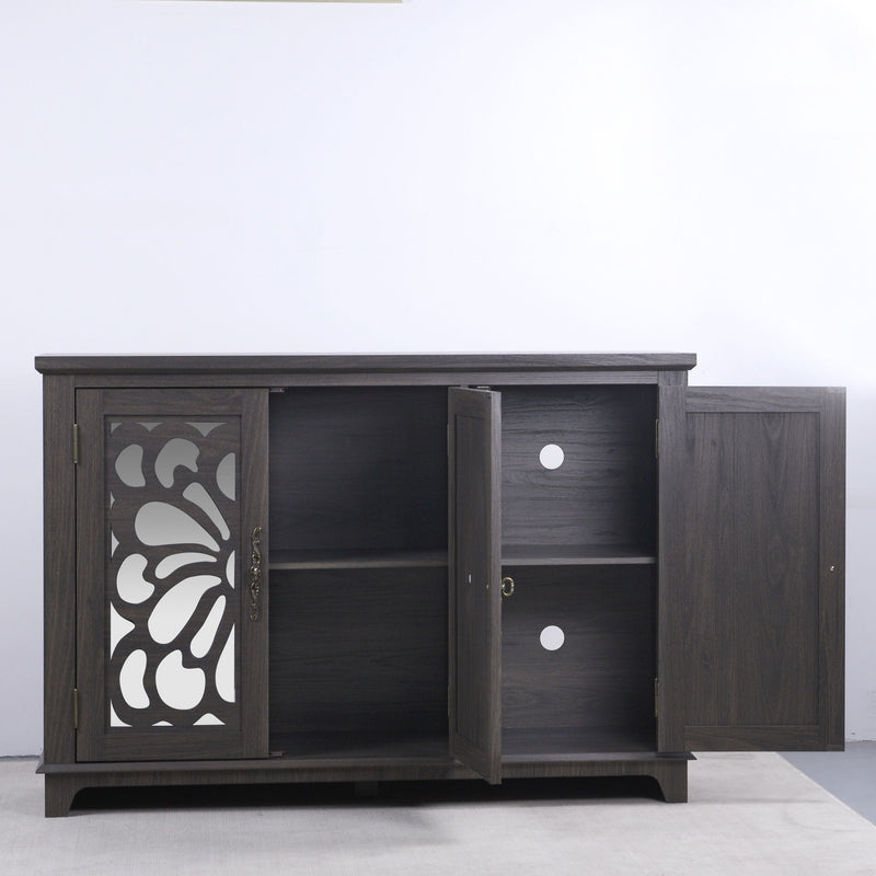 3 Door Mirrored Sideboard Cabinet With Adjustable Shelves
