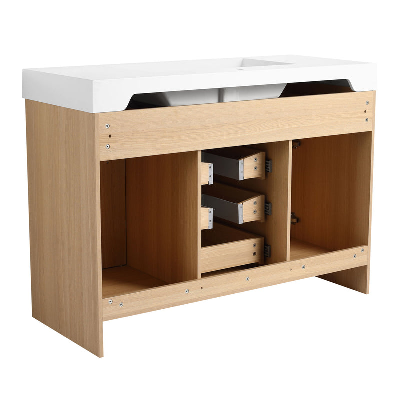 Freestanding Bathroom Vanity With Resin Sink, Soft-Closing Doors And Drawers