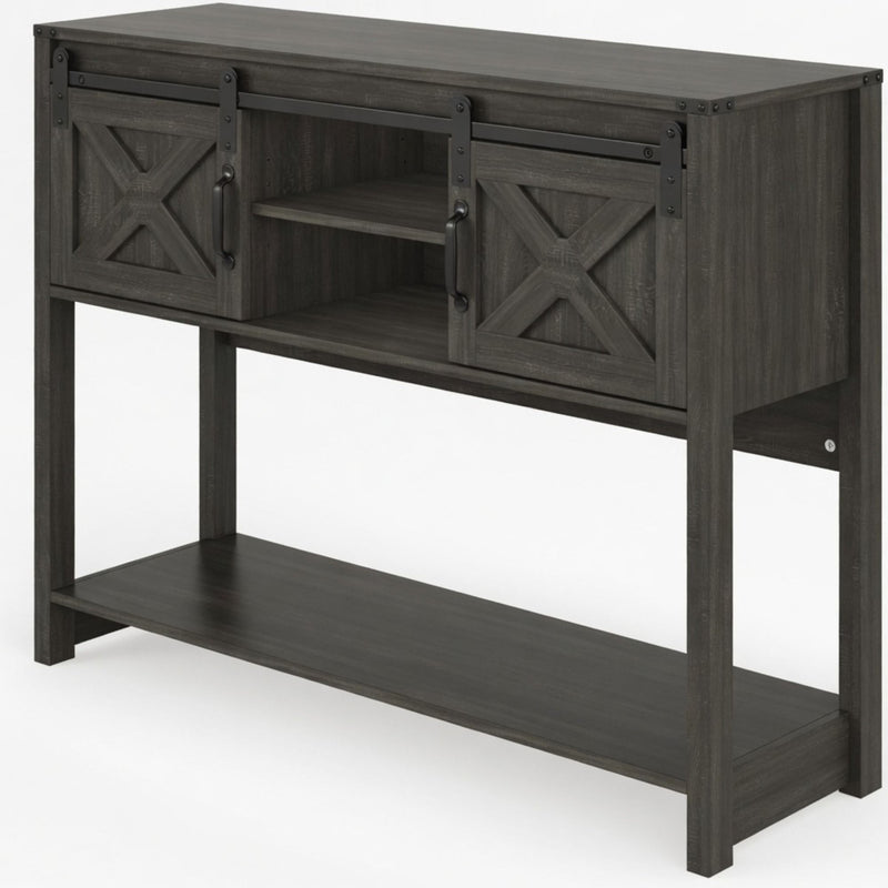 Farmhouse Entryway Table With Sliding Barn Door