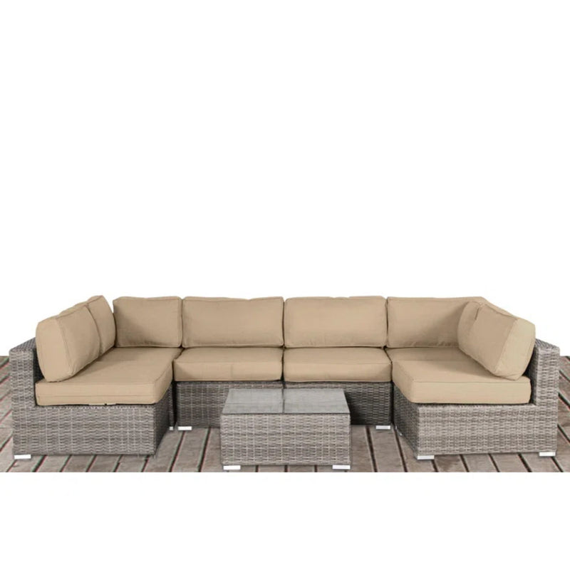 Seating Set With Cushions Handcrafted Wicker Design