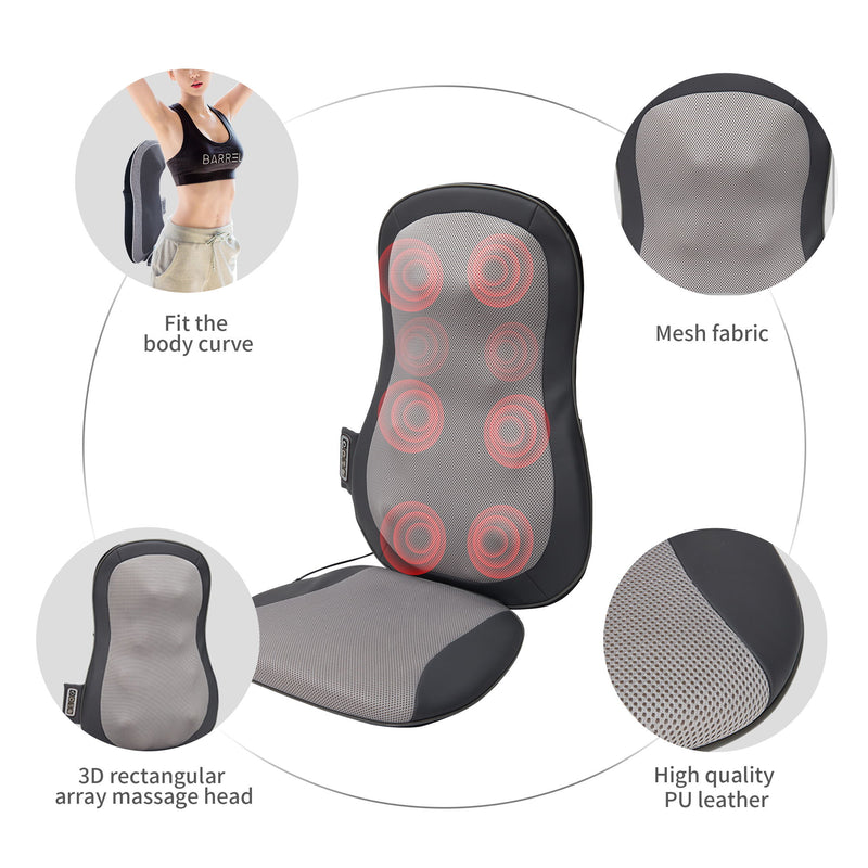 Therapeutic Shiatsu Massage Cushion With Heat Function, Polypropylene - Gray