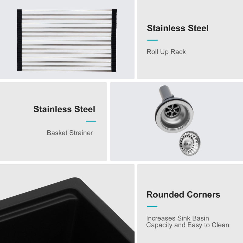 Quartz Kitchen Sink, Granite Composite Workstation Undermount