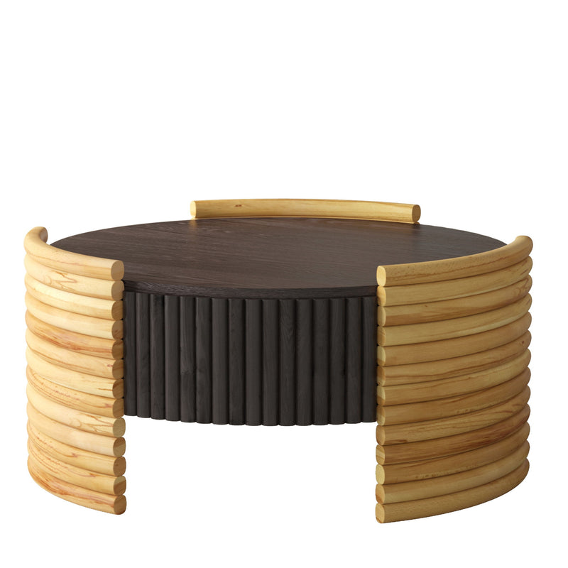 Modern Colorblocked Striped Coffee Table With Flip Top Storage