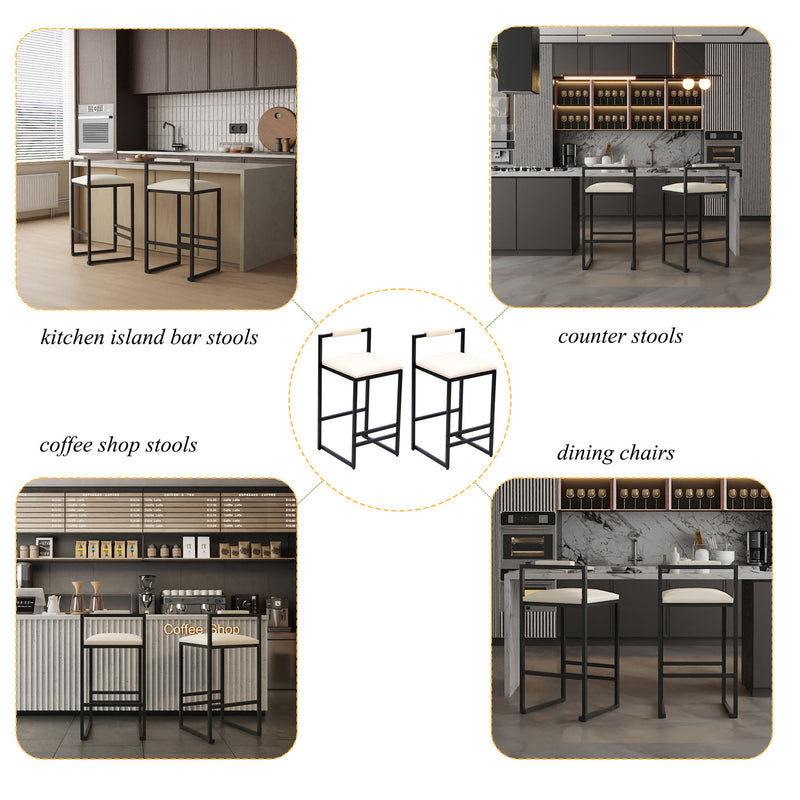 Elegant Bar Stool Set With Backrest And Footrest, Counter Height (Set of 2)