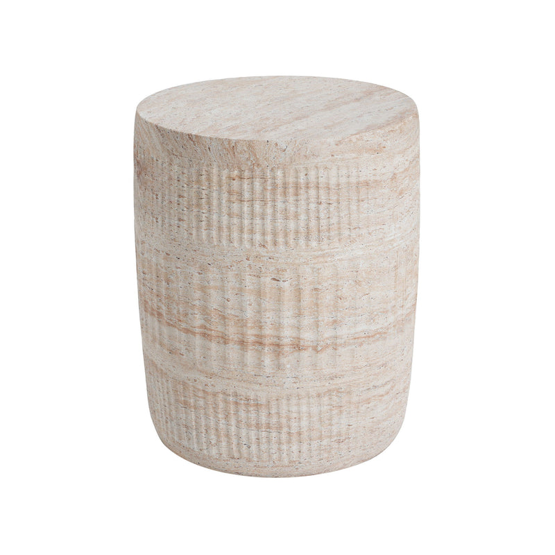 Stylish Outdoor / Indoor Lightweight Concrete Side Table With Travertine - Beige