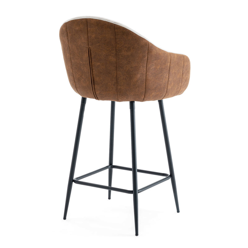 Modern Style Counter Height Bar Stools, With Comfortable Upholstery, Durable Metal Legs Ensure Stability - Brown