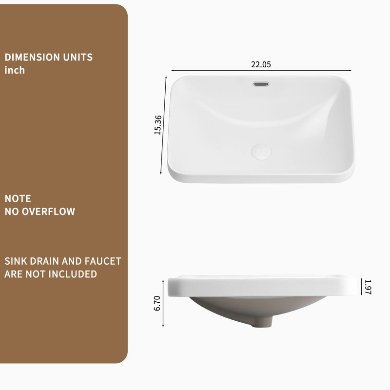 Undermount Bathroom Sink, Vessel Basin For Vanity Countertop - Milk White