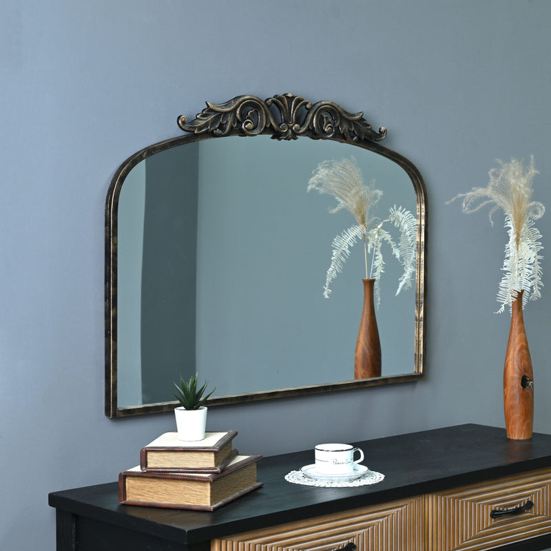 Handmade Arched Mirror, Ornate Baroque For Entryway - Antique Bronze