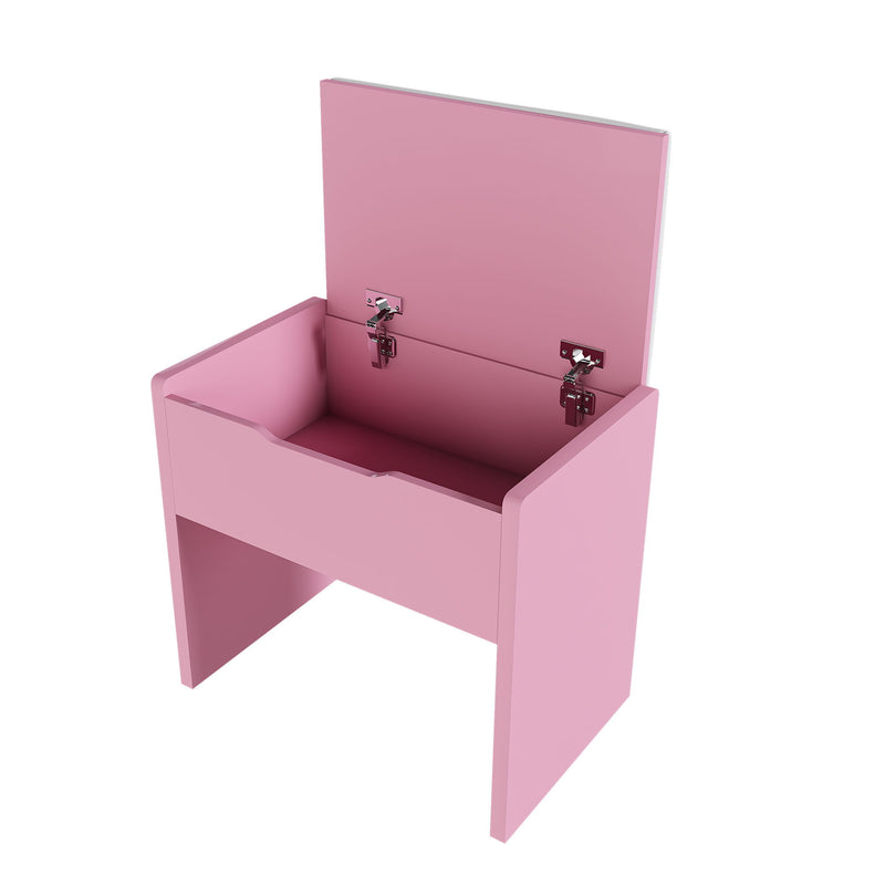 Vanity Desk With LED Mirror Lights And Charging Outlet