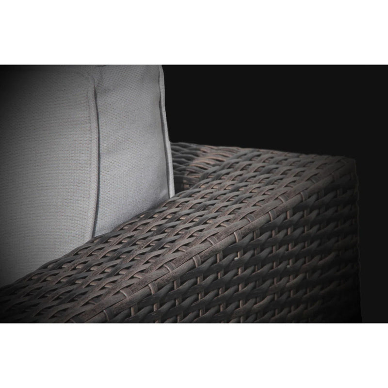 Rattan Wicker Patio Set With Cushions And Concrete Fire Pit