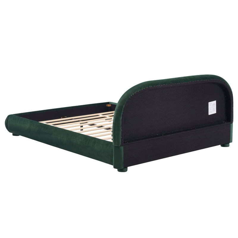 Upholstered Simple Modern Bedroom Bed With Curved Headboard