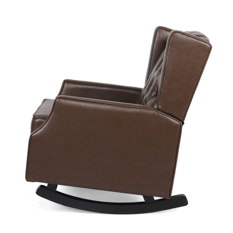 Amedou - Contemporary Tufted Wingback Rocking Chair - Dark Brown