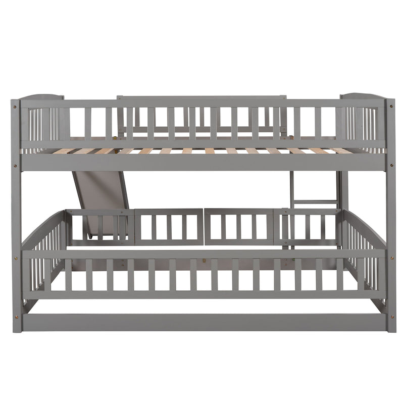 Low Bunk Bed With Slide, Fence And Ladder