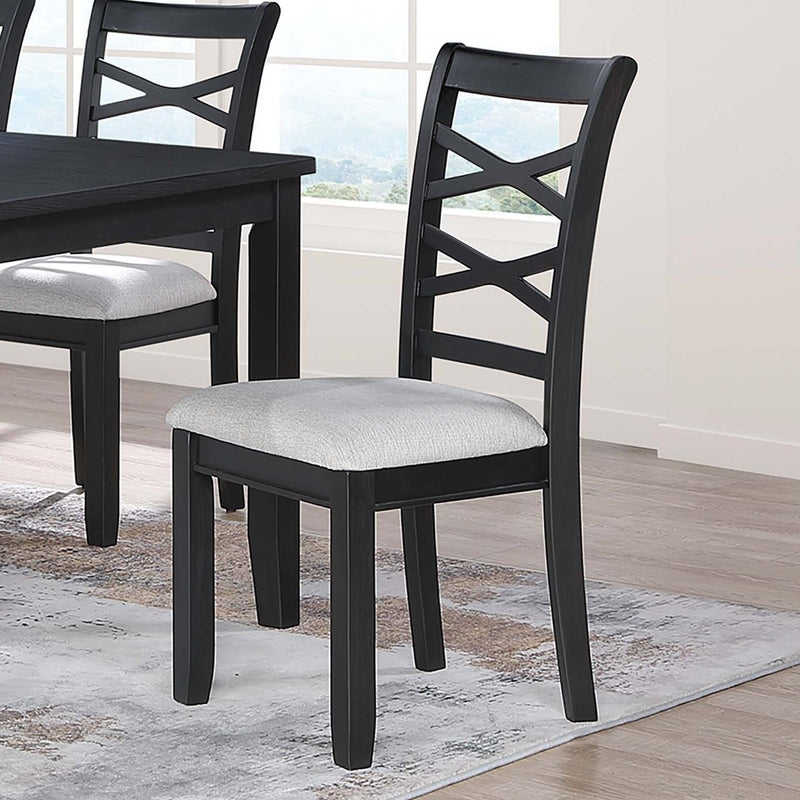 Dining Set 6 Piece With Table And Upholstered X Back Chairs - Charcoal