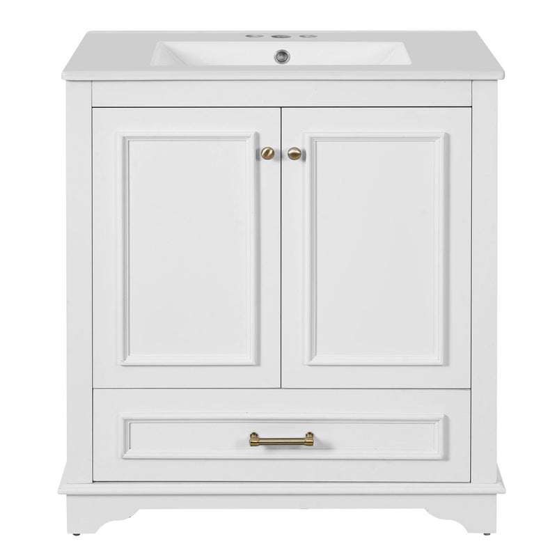 Bathroom Vanity With Sink, Cabinet & 2 Soft Closing Doors & Adjustable Shelf