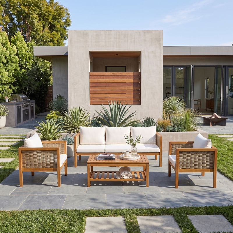 Patio Set Outdoor With Coffee Table And Cushions