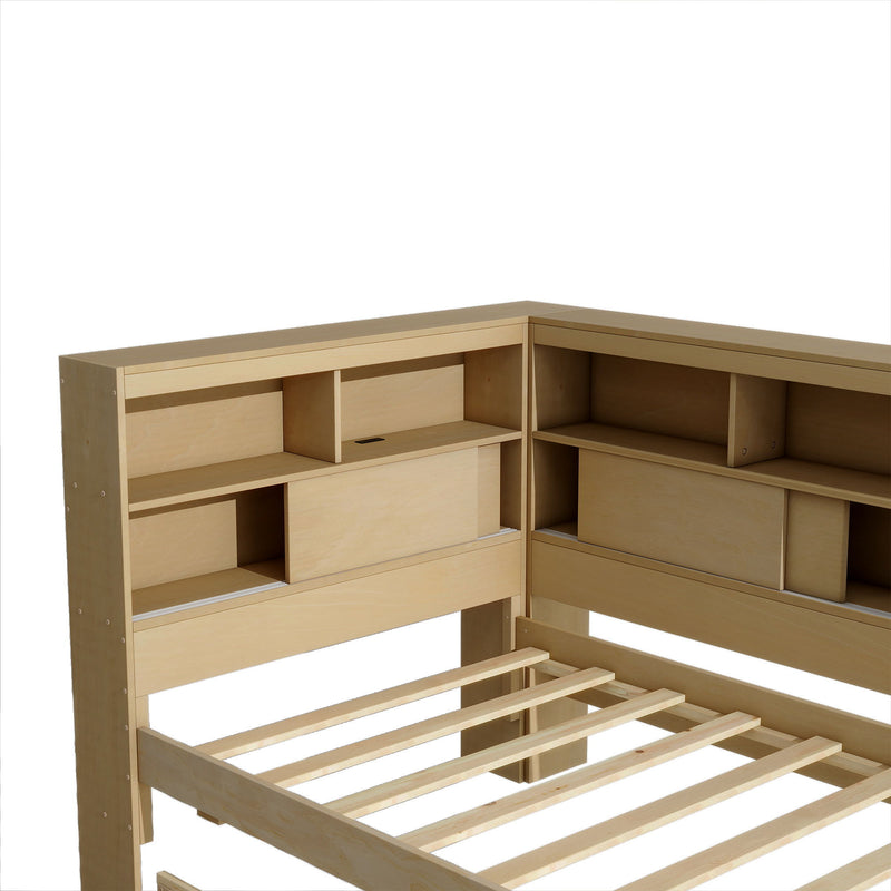 Daybed With Storage Shelves, USB Charging, And Trundle Bed