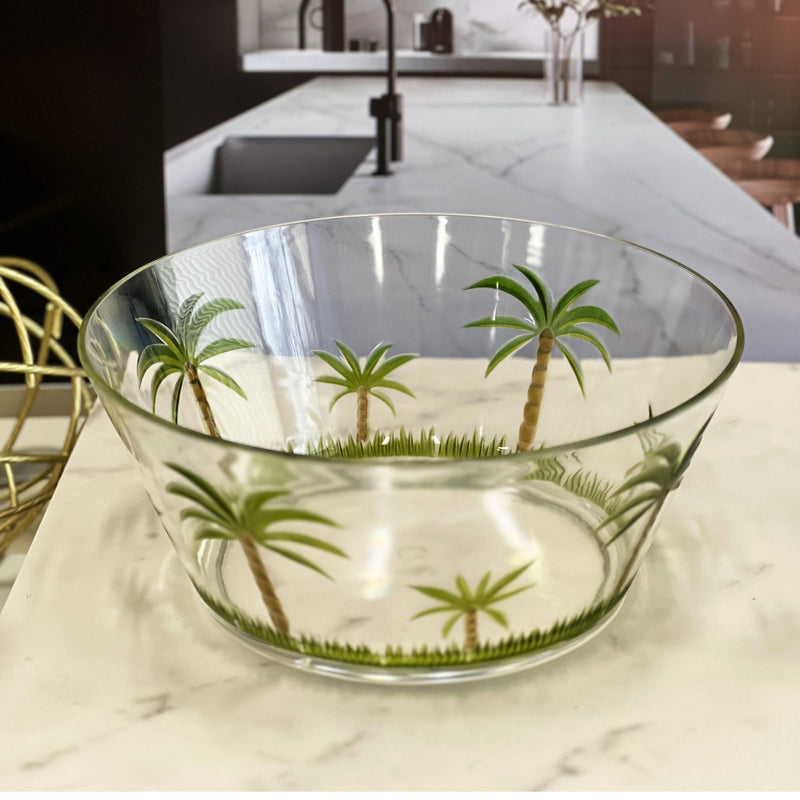 Palm Tree Acrylic Serving Bowls, Unbreakable Large Plastic Bowls