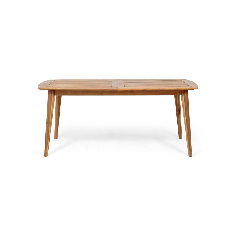 Placidity - Outdoor Expandable Dining Table With Slatted Tabletop And Tapered Legs