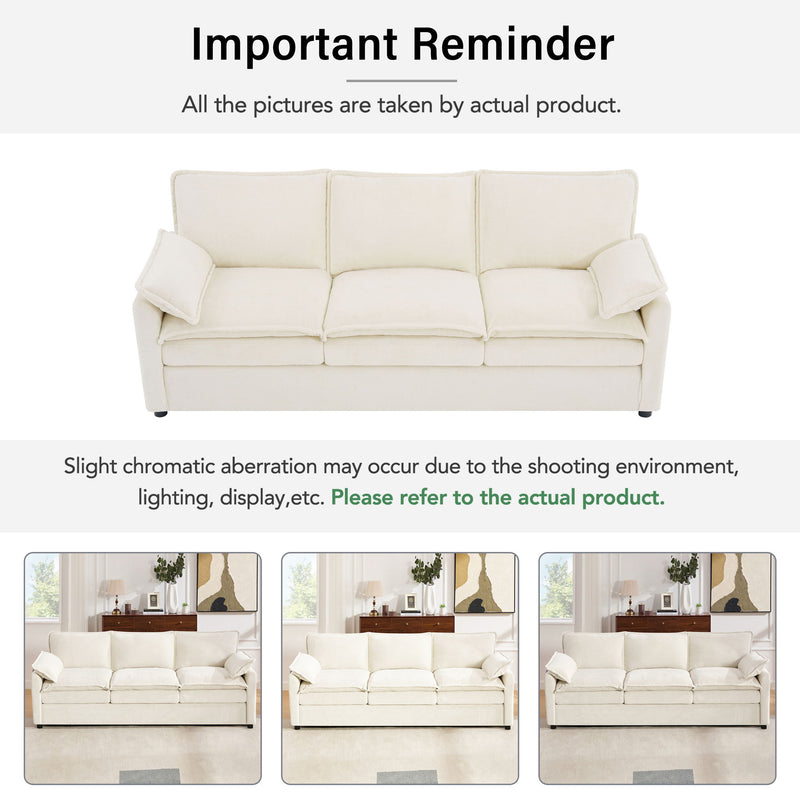 Modern Sofa Set With Double Layer Cushion And Side Storage Pockets