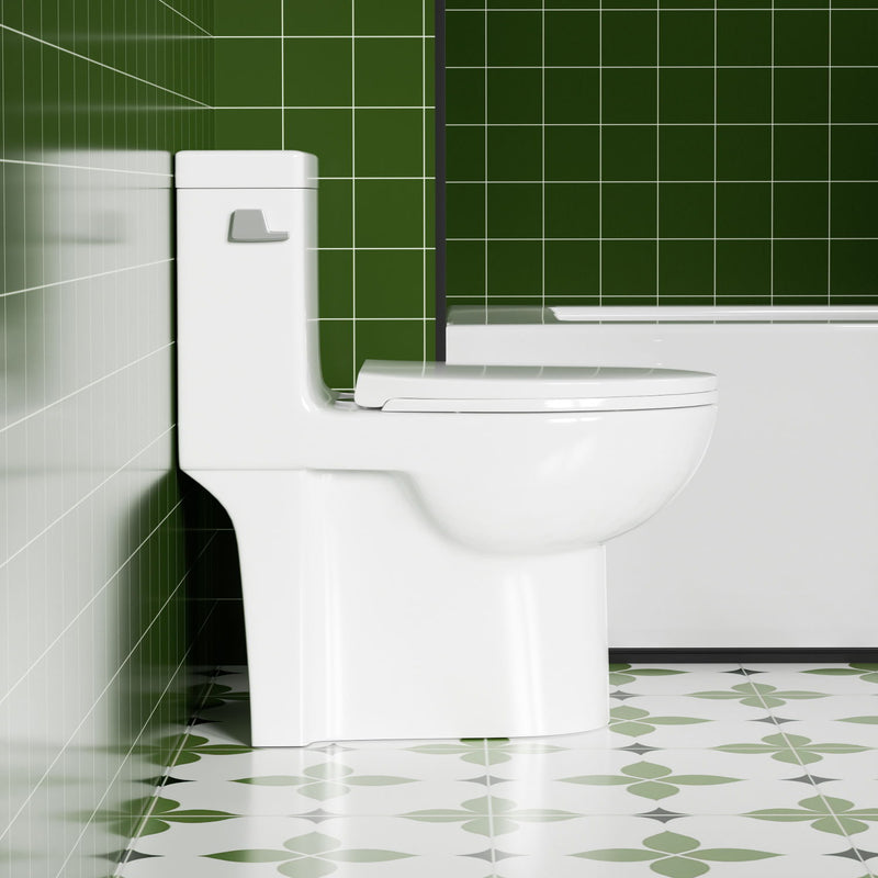 Gloss Tornado Flush 1 Piece Elongated Toilet With Siphonic Side Press, ADA Comfort Chair Height - Gloss White