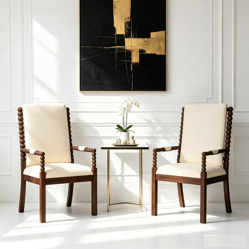 Dining Chairs With Upholstered Fabric For Home Kitchen (Set of 2) - Walnut