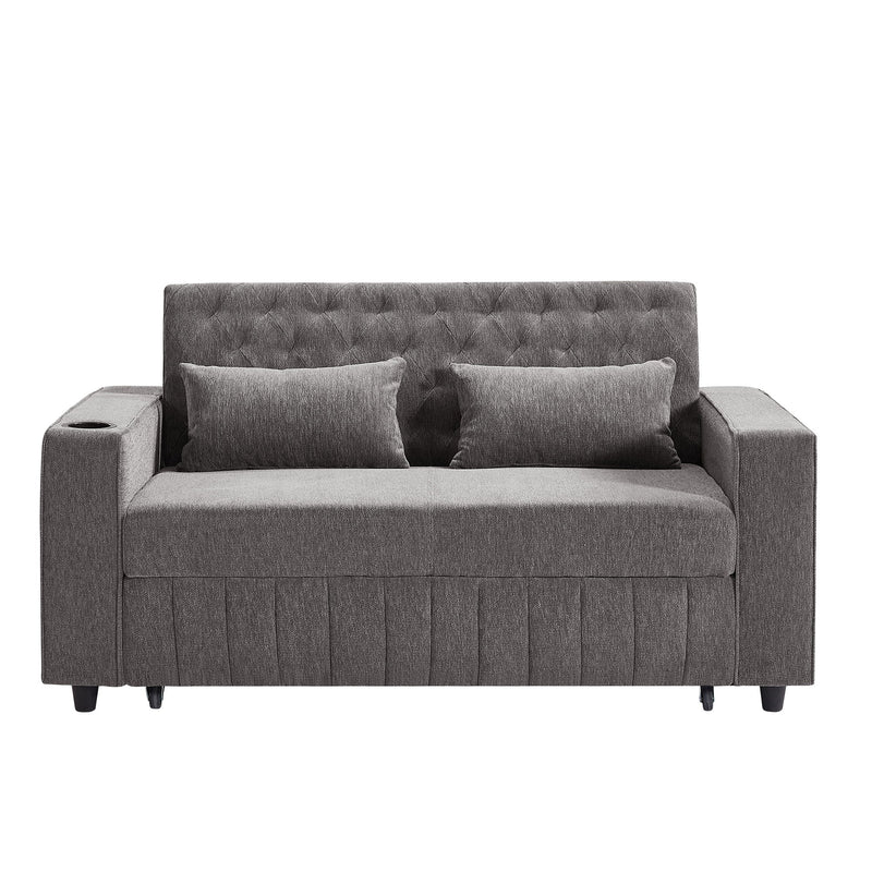 Pull-Out Sofa Bed Convertible Couch With Adjustable Backrest For Living Room