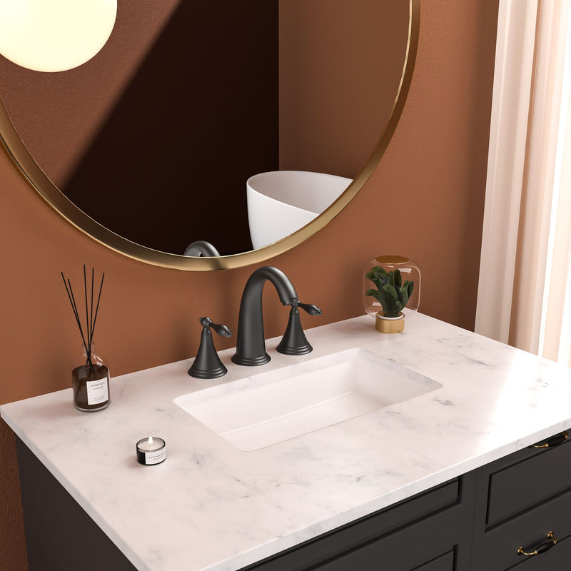 Elegant 2 Handle Widespread Bathroom Faucet With Pop Up Drain And Water Supply Lines