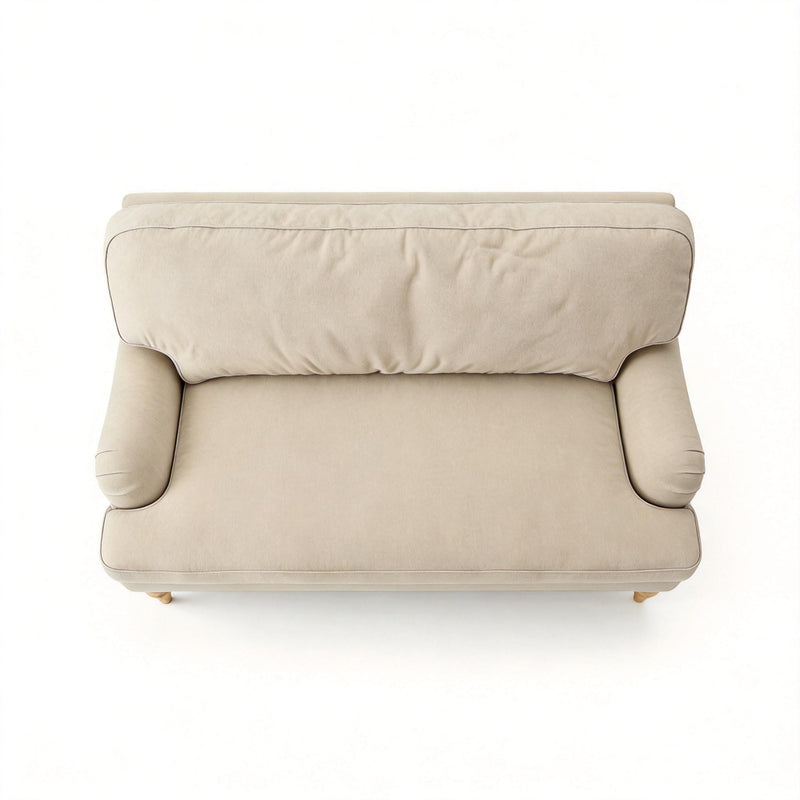 Loveseat Sofa, Upholstered Small Couch For Living Room - Cream Beige